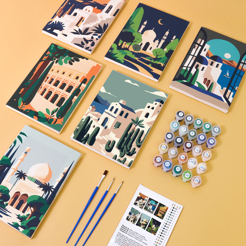 Malen nach Zahlen - 6 Mini-Paintings | Wunderschöne Landschaften Set