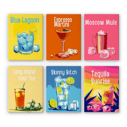 Malen nach Zahlen - Malen nach Zahlen - 6 Mini-Gemälde | Happy Hour Cocktail-Set