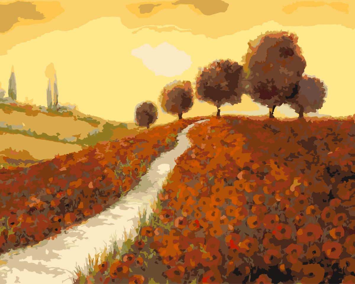 Malen nach Zahlen - Malen nach Zahlen - Mohnhügel - by Guido Borelli