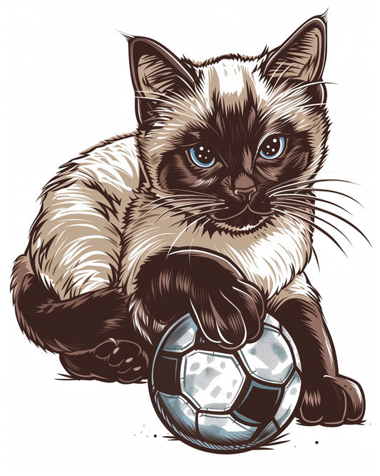 Malen nach Zahlen - Malen nach Zahlen - Katze mit Fußball