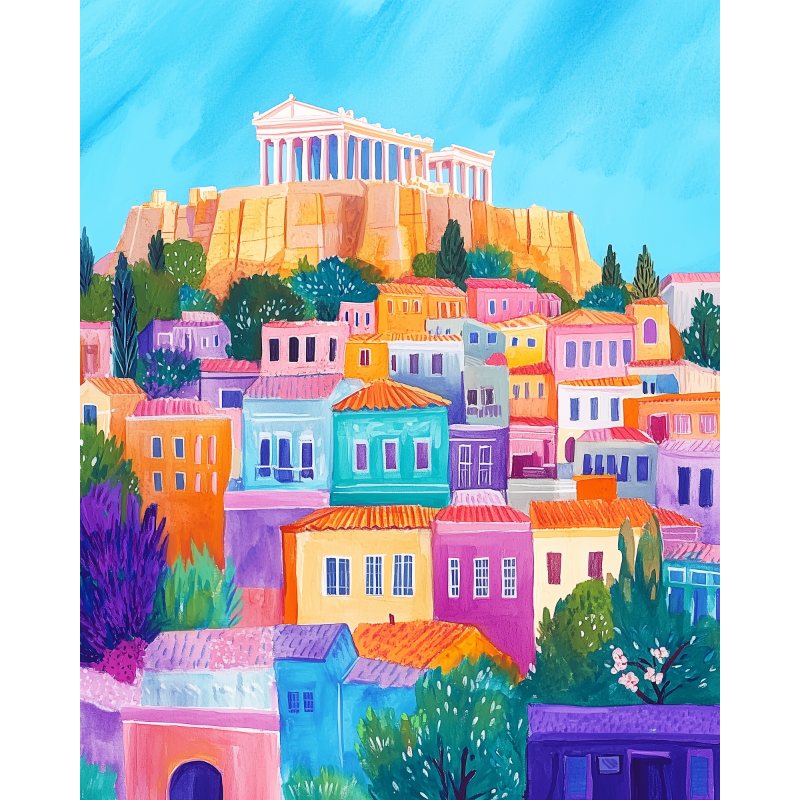Malen nach Zahlen - Malen nach Zahlen - Farbenfrohes Athen