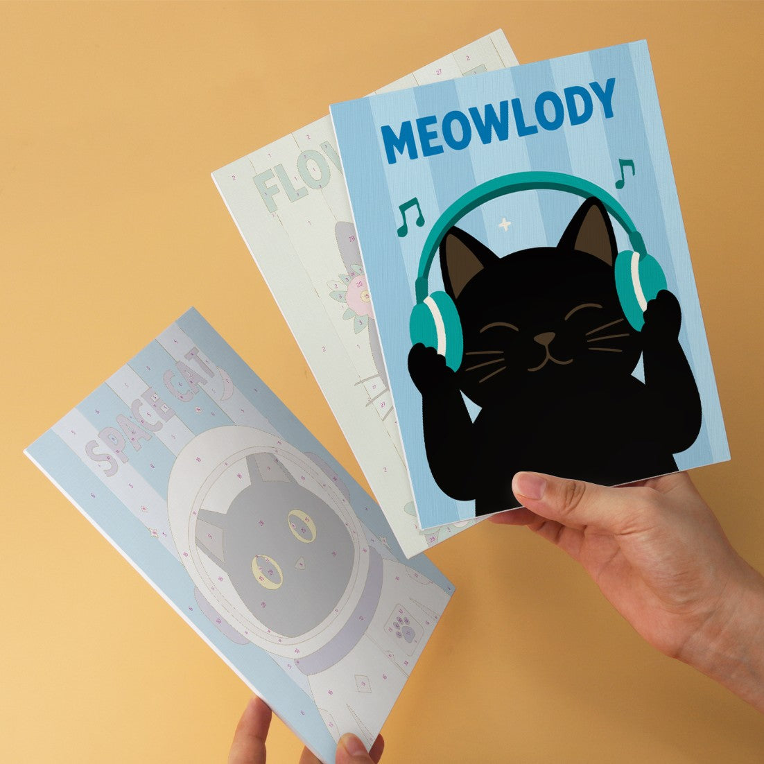 6 Mini-Gemälde auf Holzplatte – Katze für alle Fälle Set