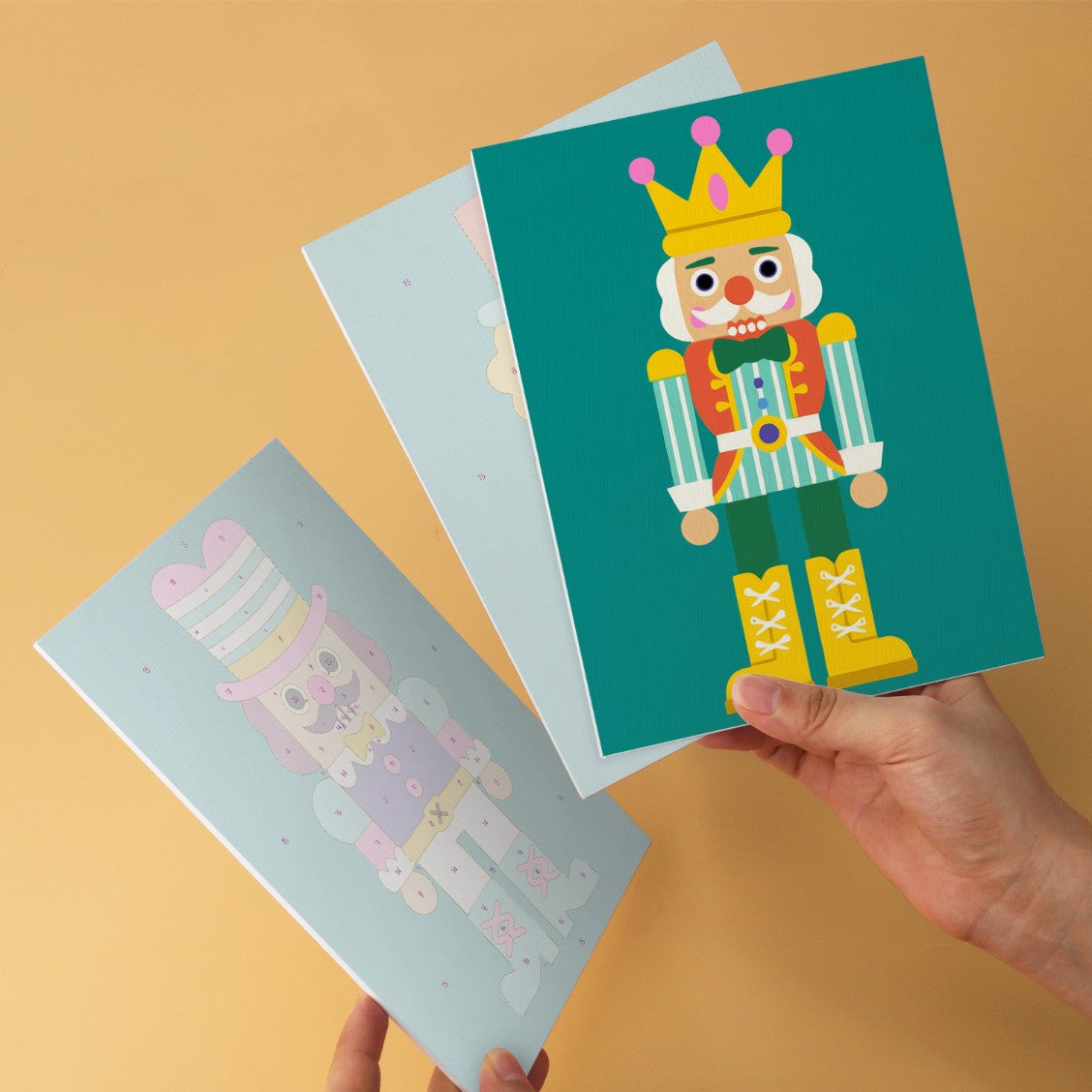 6 Mini-Gemälde auf Holzplatte – Nussknacker Set