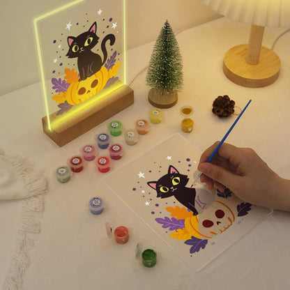 Malen nach Zahlen Halloween Lampe – Kürbiskatze
