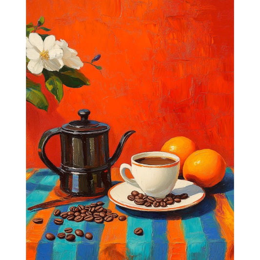Malen nach Zahlen - Malen nach Zahlen - Kaffee und Orangen