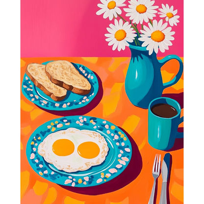 Malen nach Zahlen - Malen nach Zahlen - Frühstück am Morgen