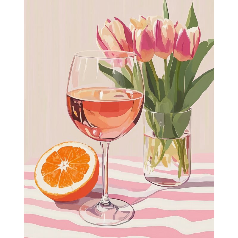 Malen nach Zahlen - Malen nach Zahlen - Orangen Wein und Tulpen