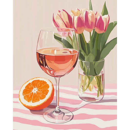 Malen nach Zahlen - Malen nach Zahlen - Orangen Wein und Tulpen
