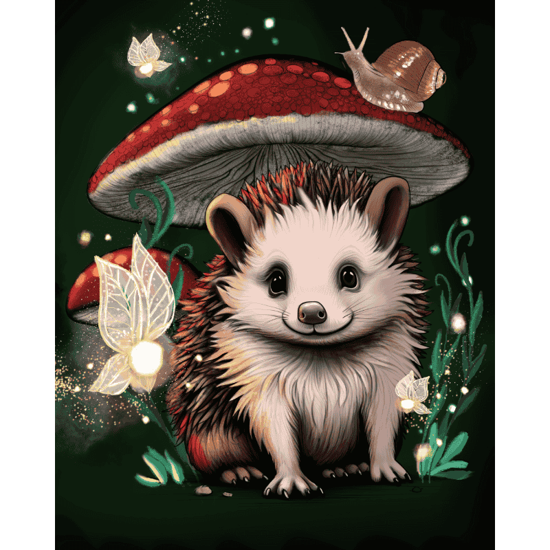 Malen nach Zahlen - Malen nach Zahlen - Igel mit Fliegenpilzen - by Tiny Tami
