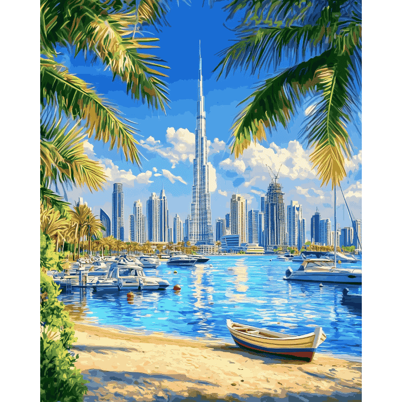 Malen nach Zahlen - Burj Khalifa Dubai-Malen nach zahlen