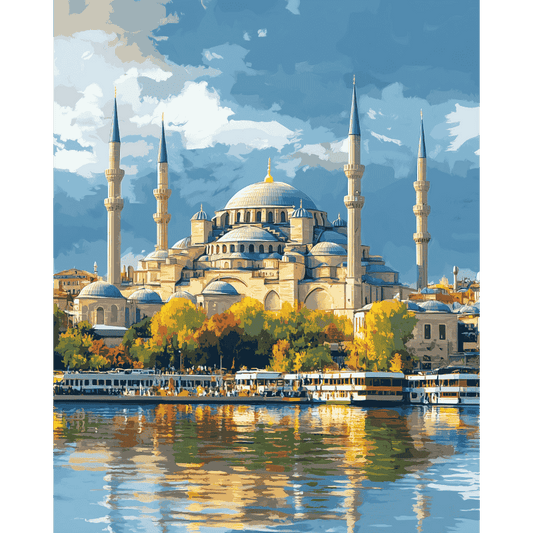 Malen nach Zahlen - Istanbul auf dem Wasser-Malen nach zahlen
