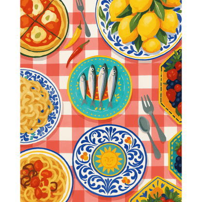Malen nach Zahlen - Malen nach Zahlen - Mediterranes Abendessen