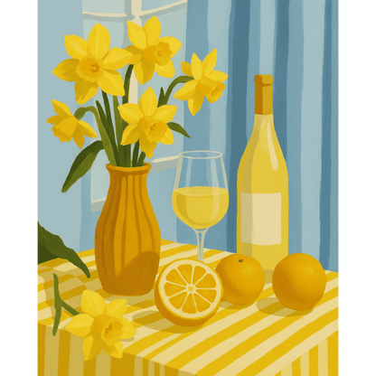 Malen nach Zahlen - Malen nach Zahlen - Lemons wine and flowers