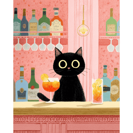 Malen nach Zahlen - Die schwarze Katze in der Bar-Malen nach zahlen
