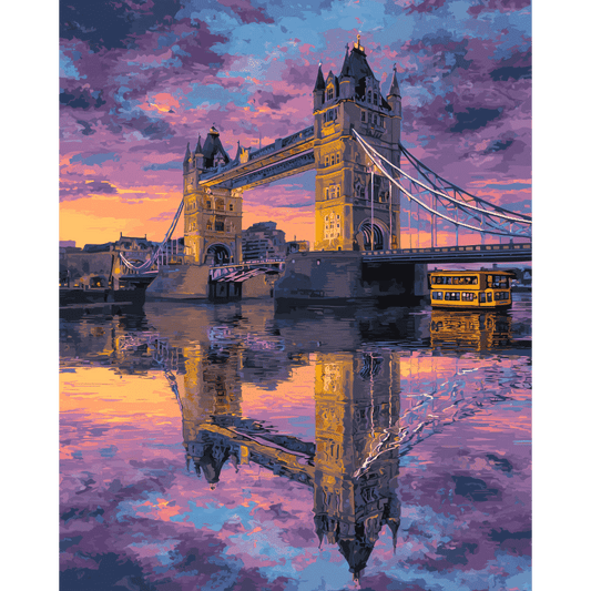 Malen nach Zahlen - Spiegelung der Tower Bridge-Malen nach zahlen
