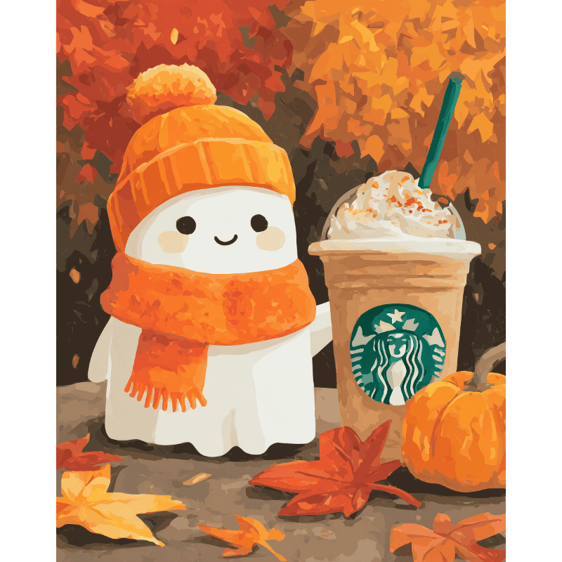 Malen nach Zahlen - Pumpkin Spice-Geist-Malen nach zahlen