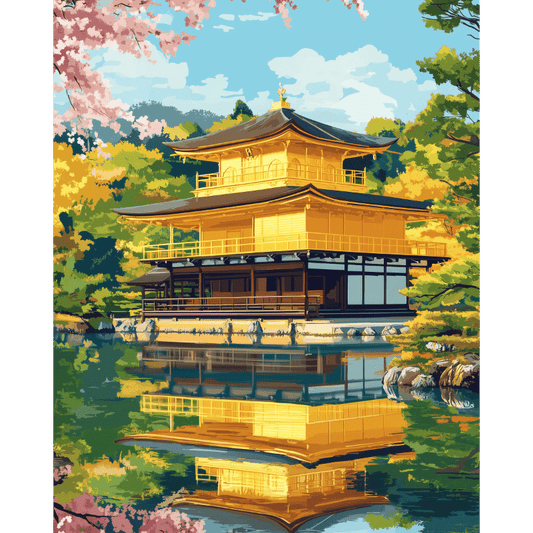 Malen nach Zahlen - Kinkaku-Ji Tempel in Kyoto-Malen nach zahlen