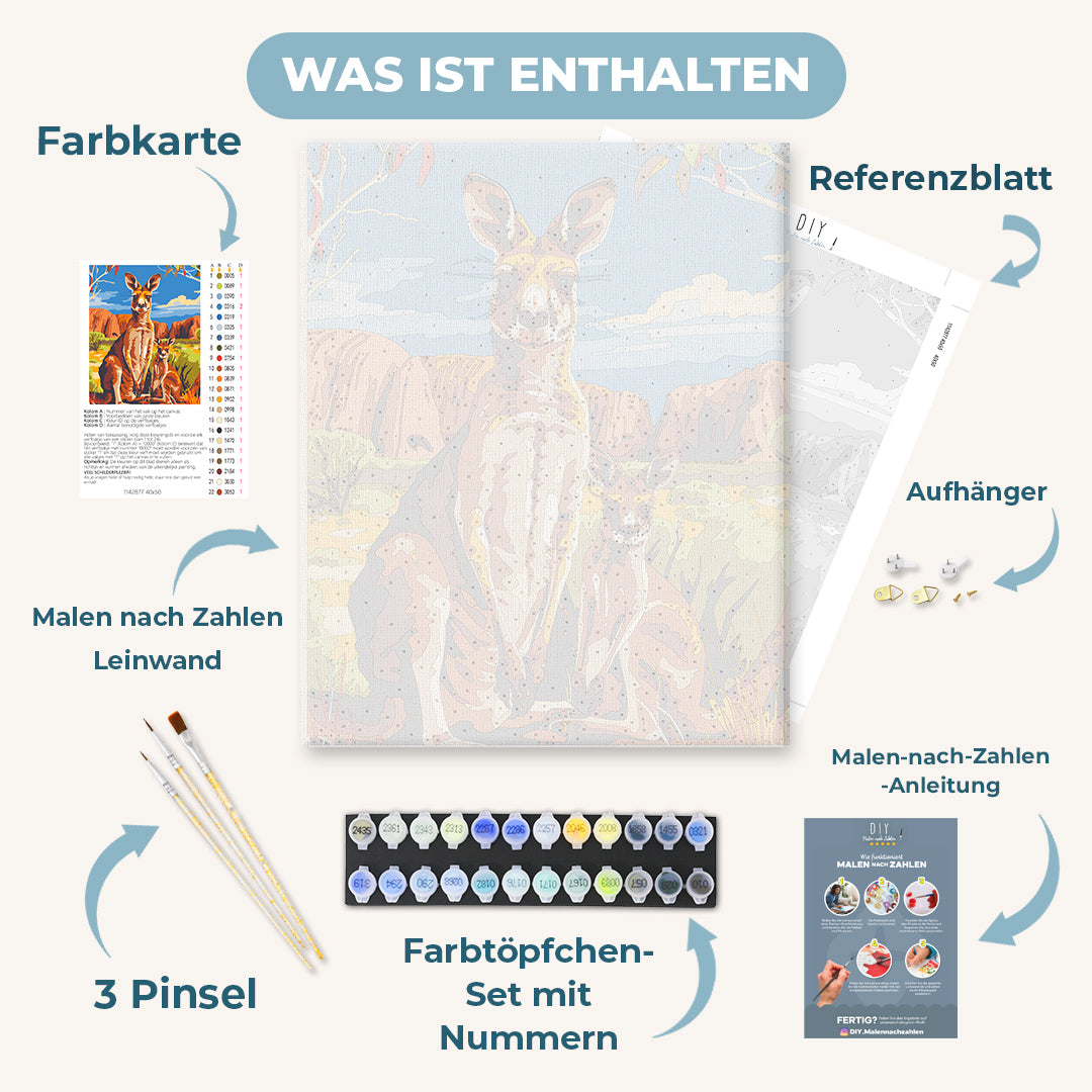 Malen nach Zahlen - Australische Kängurus