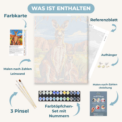 Malen nach Zahlen - Australische Kängurus
