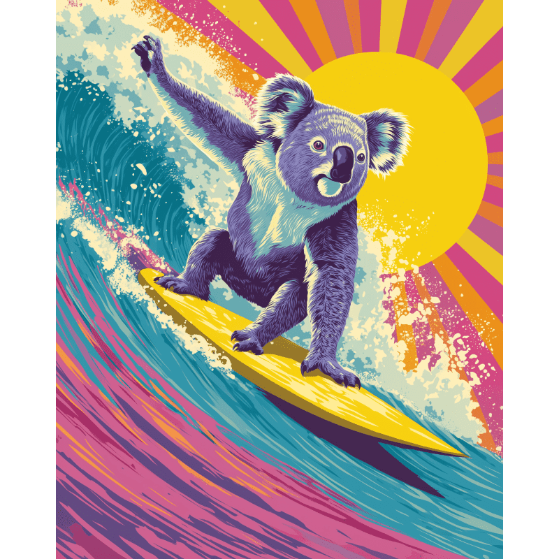 Malen nach Zahlen - Surfender Koala-Malen nach zahlen