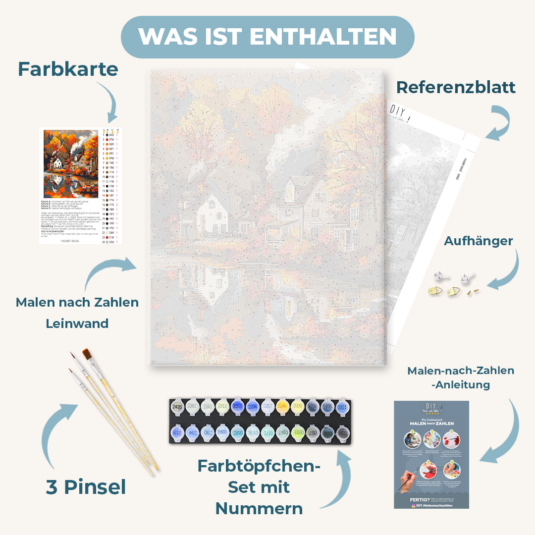Malen nach Zahlen - Dorf im Herbst