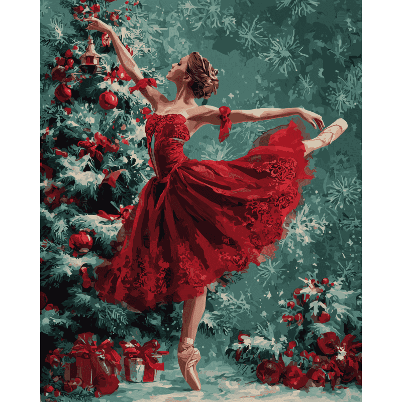 Malen nach Zahlen - Ballerina in Rot-Malen nach zahlen
