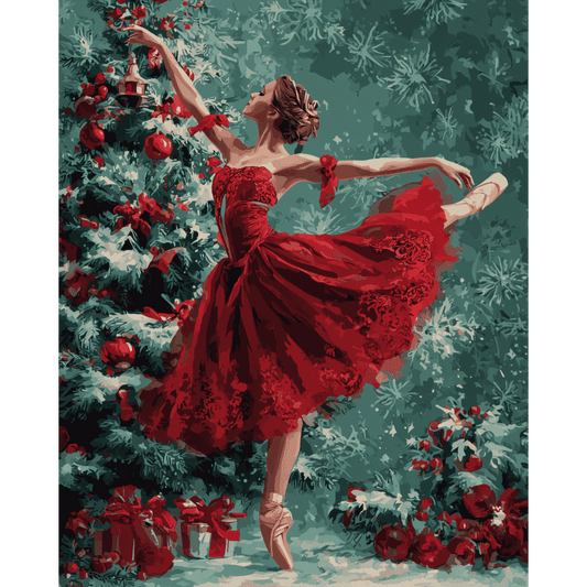 Malen nach Zahlen - Ballerina in Rot-Malen nach zahlen
