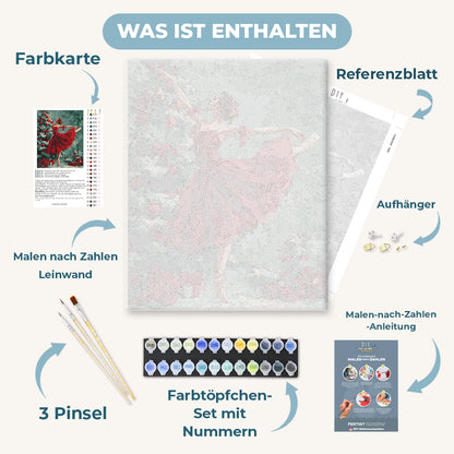 Malen nach Zahlen - Ballerina in Rot