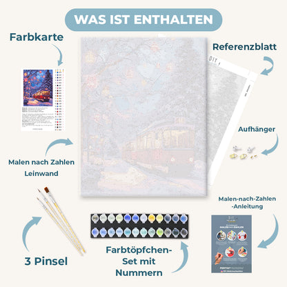Malen nach Zahlen - Verschneite Straßenbahn