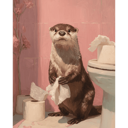 Malen nach Zahlen - Otter auf der Toilette-Malen nach zahlen