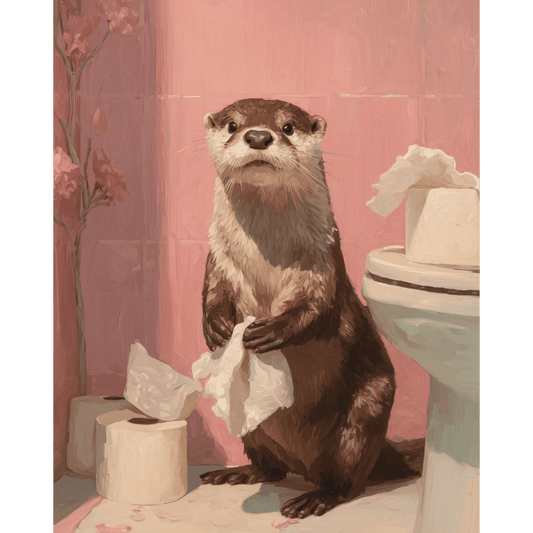 Malen nach Zahlen - Otter auf der Toilette-Malen nach zahlen