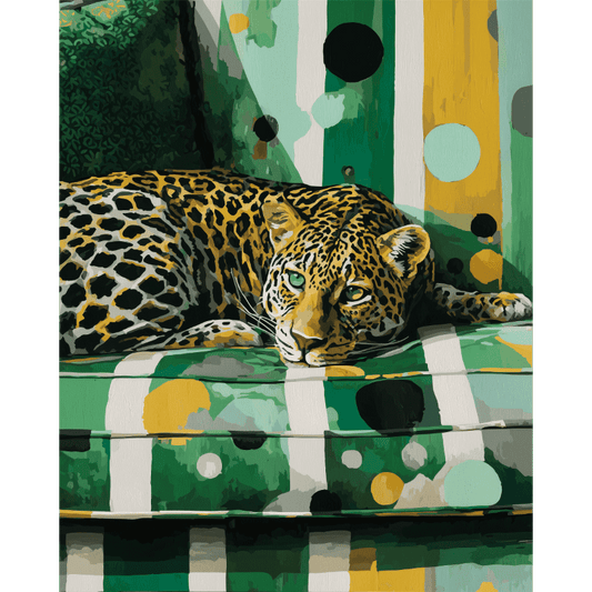 Malen nach Zahlen - Leopard auf dem Sofa-Malen nach zahlen