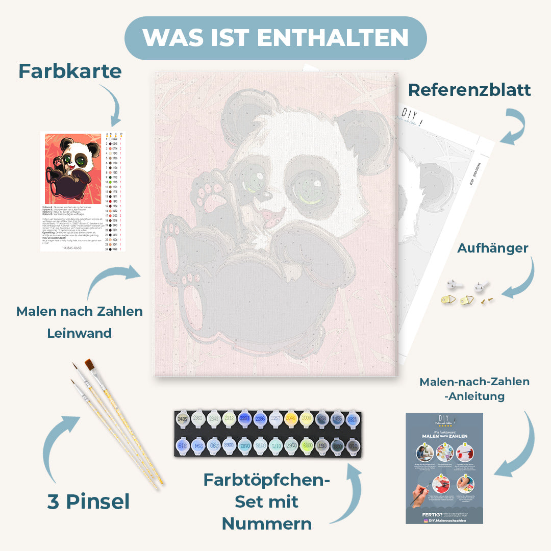 Malen nach Zahlen - Fröhlicher Riesenpanda - by Vink