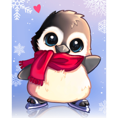 Malen nach Zahlen - Schlittschuhlaufender Pinguin - by Vink-Malen nach zahlen