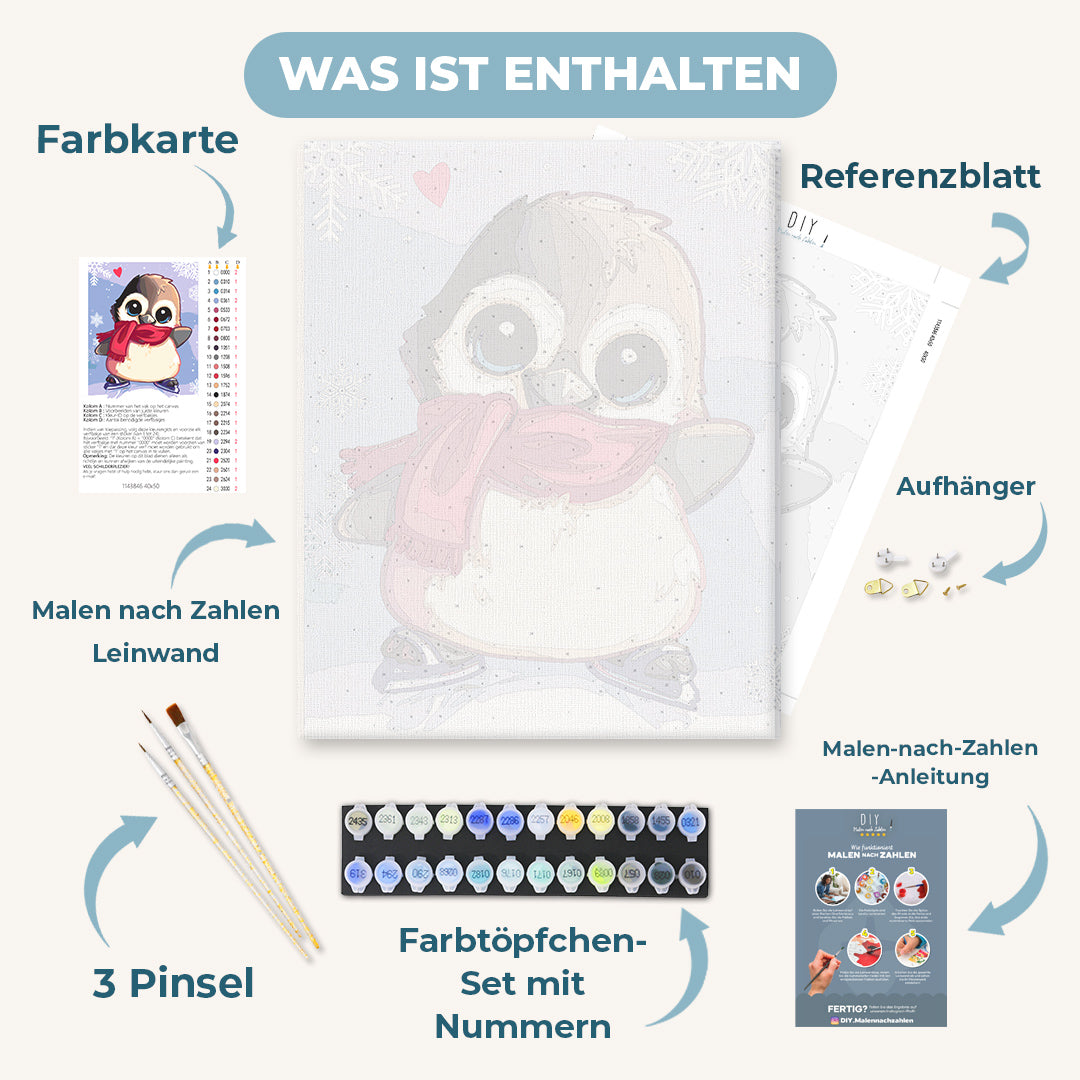 Malen nach Zahlen - Schlittschuhlaufender Pinguin - by Vink