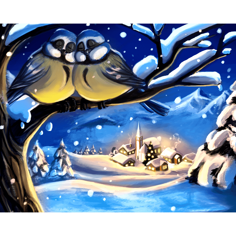 Malen nach Zahlen - Friedliche Winterzeit - by Vink-Malen nach zahlen
