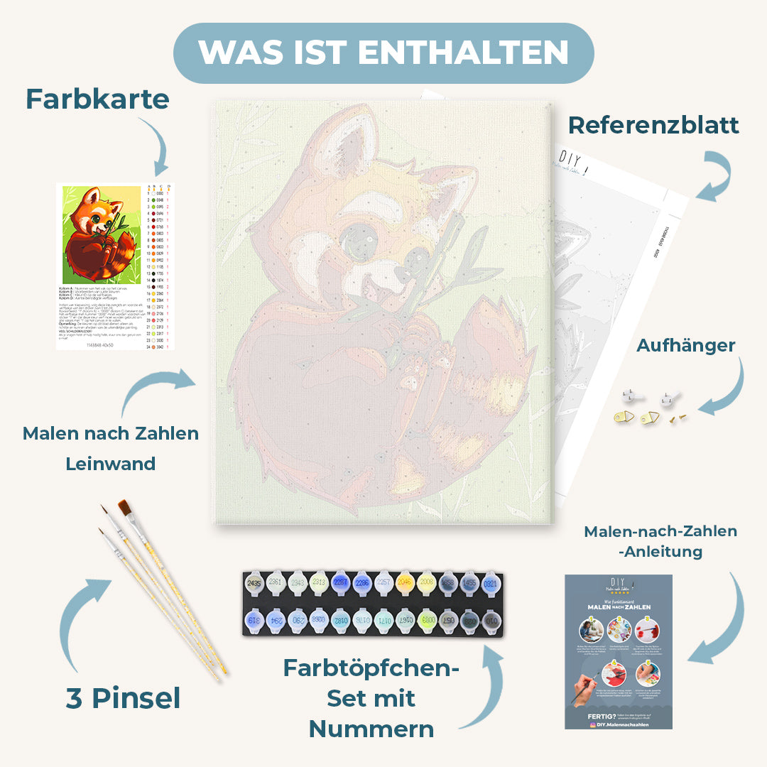Malen nach Zahlen - Roter Panda mit Bambus - by Vink