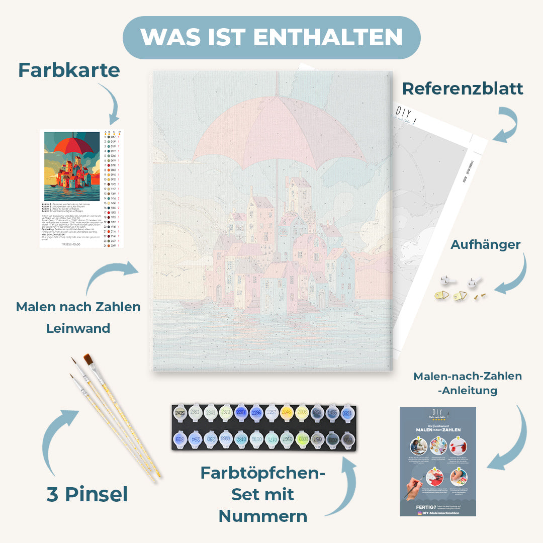 Malen nach Zahlen - Unter dem Regenschirm