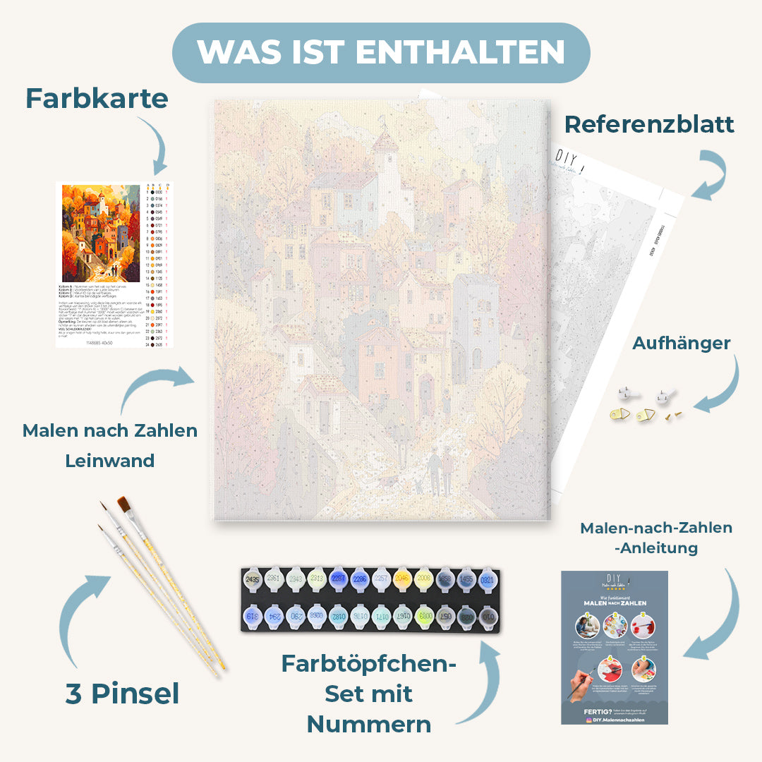 Malen nach Zahlen - Charmantes Herbstdorf