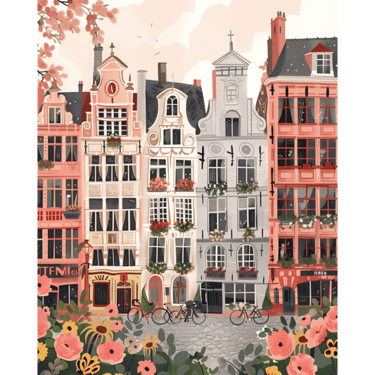 Malen nach Zahlen - Belgische Stadt-Malen nach zahlen