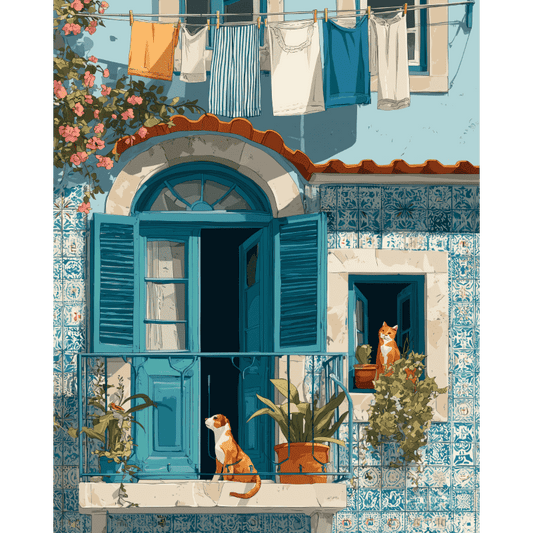 Malen nach Zahlen - Ein mediterraner Balkon-Malen nach zahlen