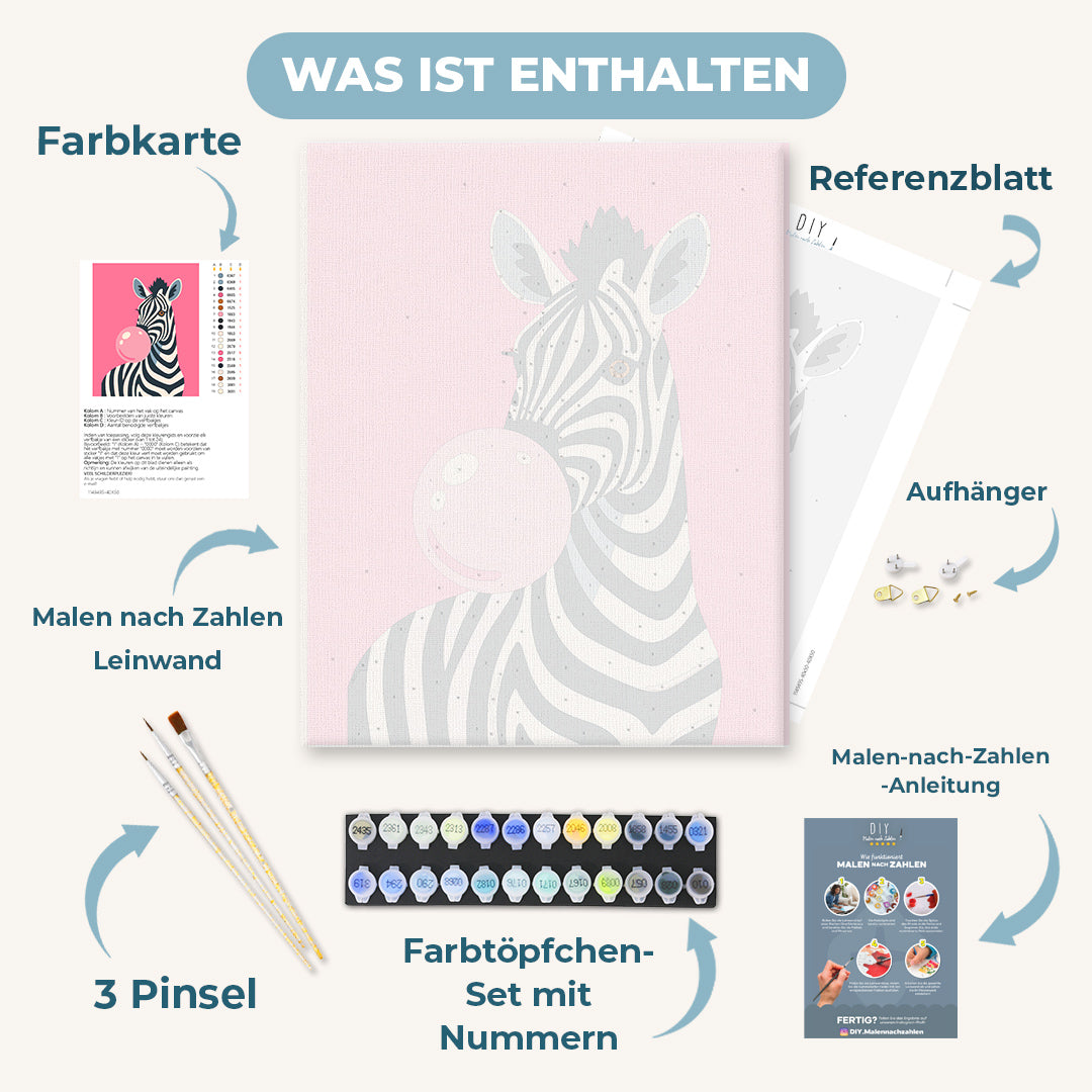 Malen nach Zahlen - Kaugummi-Zebra