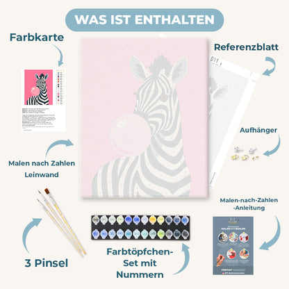Malen nach Zahlen - Kaugummi-Zebra