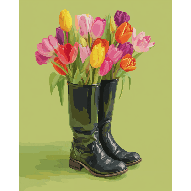 Malen nach Zahlen - Blumenschritte-Malen nach zahlen