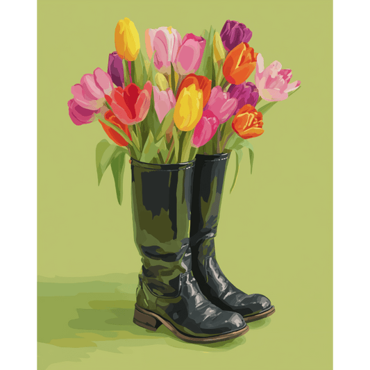 Malen nach Zahlen - Blumenschritte-Malen nach zahlen