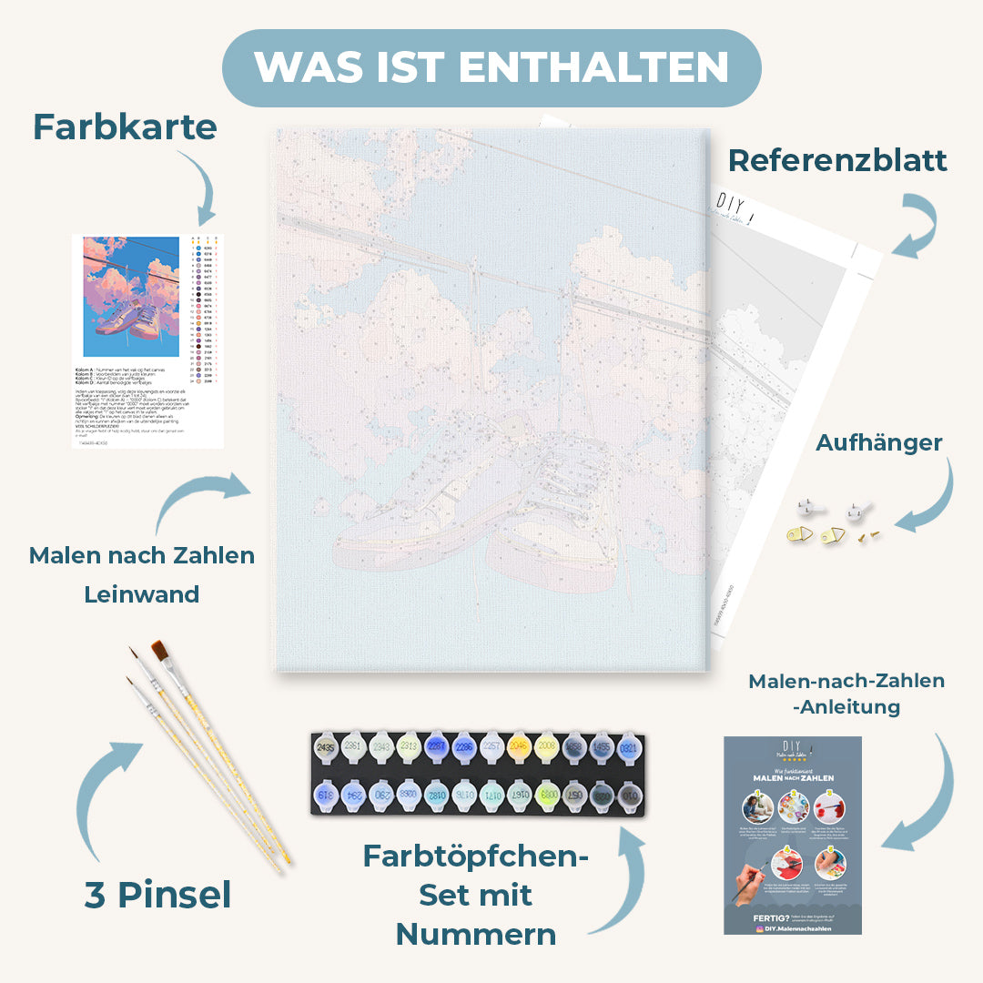 Malen nach Zahlen - Hängende Turnschuhe