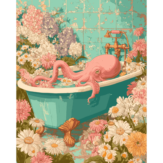 Malen nach Zahlen - Floraler Oktopus-Malen nach zahlen