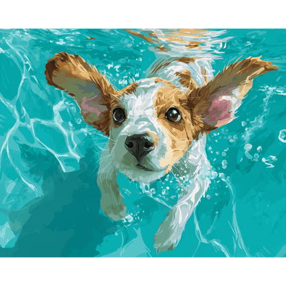 Malen nach Zahlen - Unterwasser-Schwimmer-Malen nach zahlen