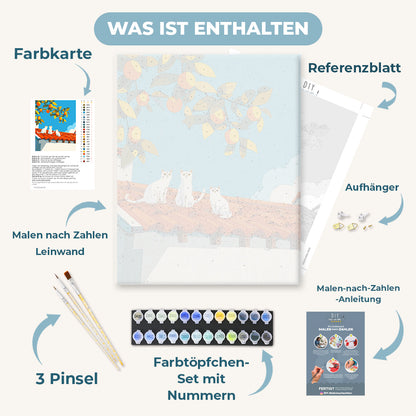 Malen nach Zahlen - Trio auf dem Dach