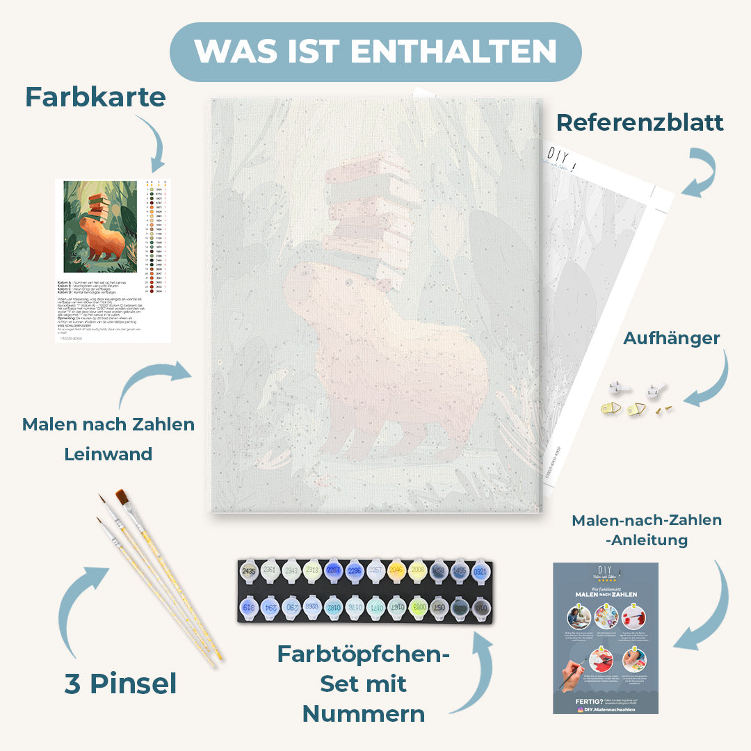 Malen nach Zahlen - Die belesene Capybara